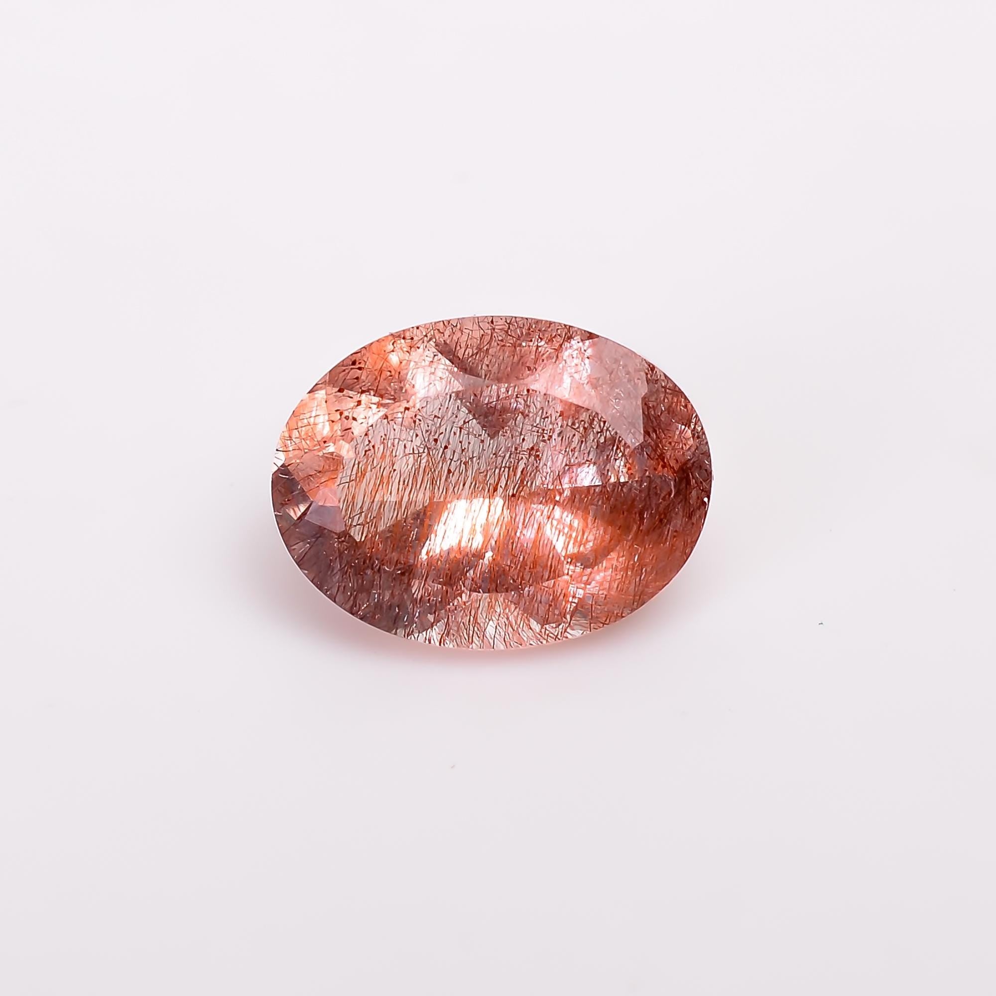 elestial quartz with lepidocrocites natural oval shape cut stone loose gemstone